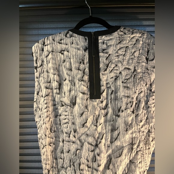 Helmut Lang Silk Annex Printed Sleeveless Mini Dress Gray Black White size 6 - Picture 12 of 15